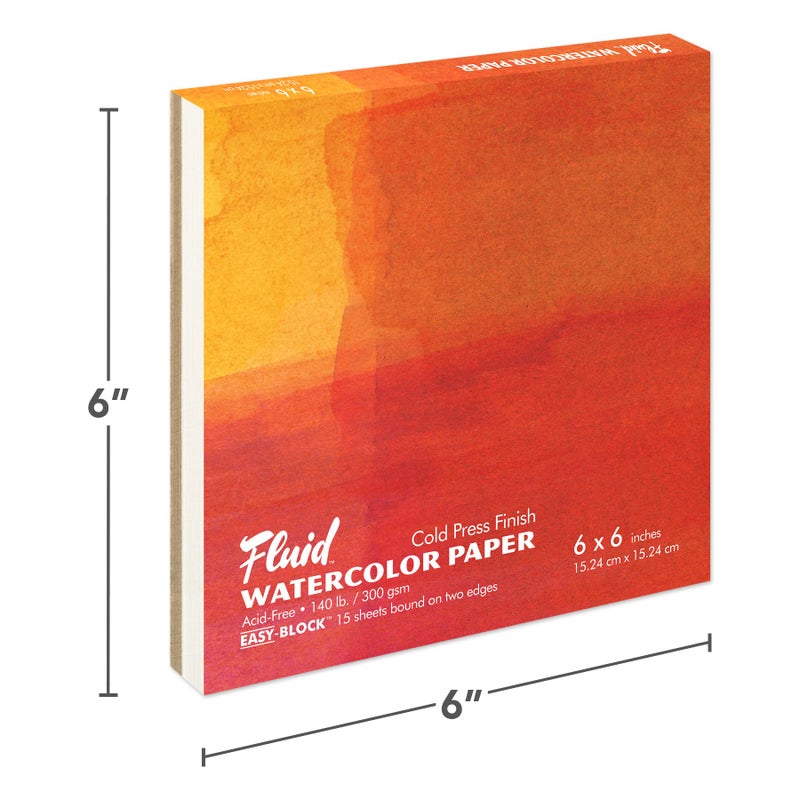 Speedball كتلة ألوان مائية بضغط بارد سائل، 140 رطل (300 غم/م²)، 6x6 بوصة، 15 ورقة - ربط مزدوج الجوانب لسهولة إزالة الورق - Image 2